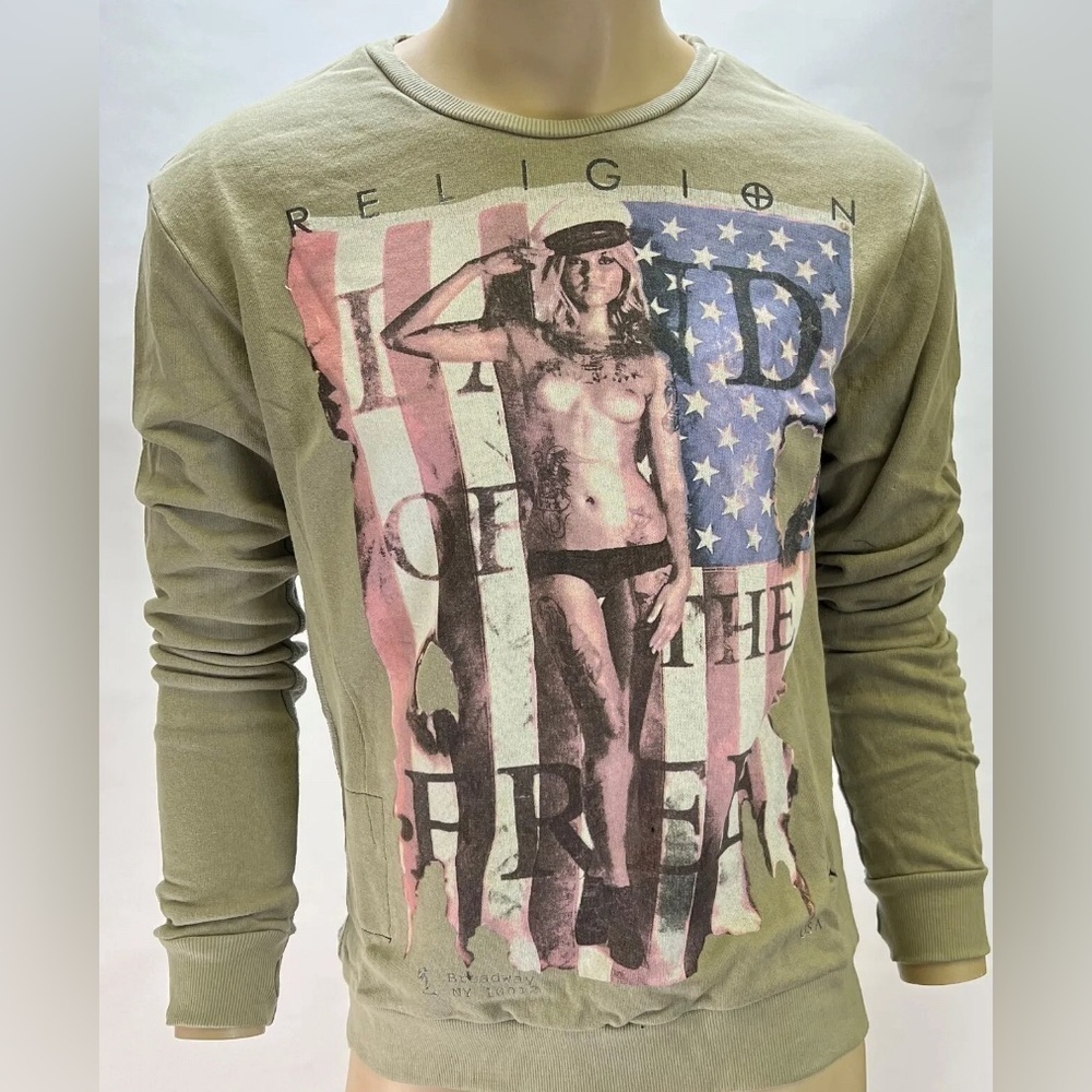 RELIGION Men's Sweatshirt Pullover Long Sleeve Flint  NWT